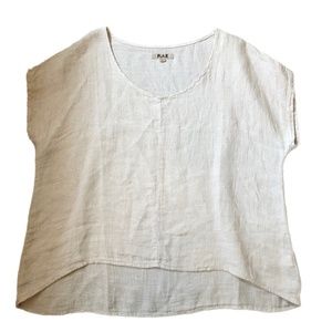 FLAX Off White Linen Top Size L